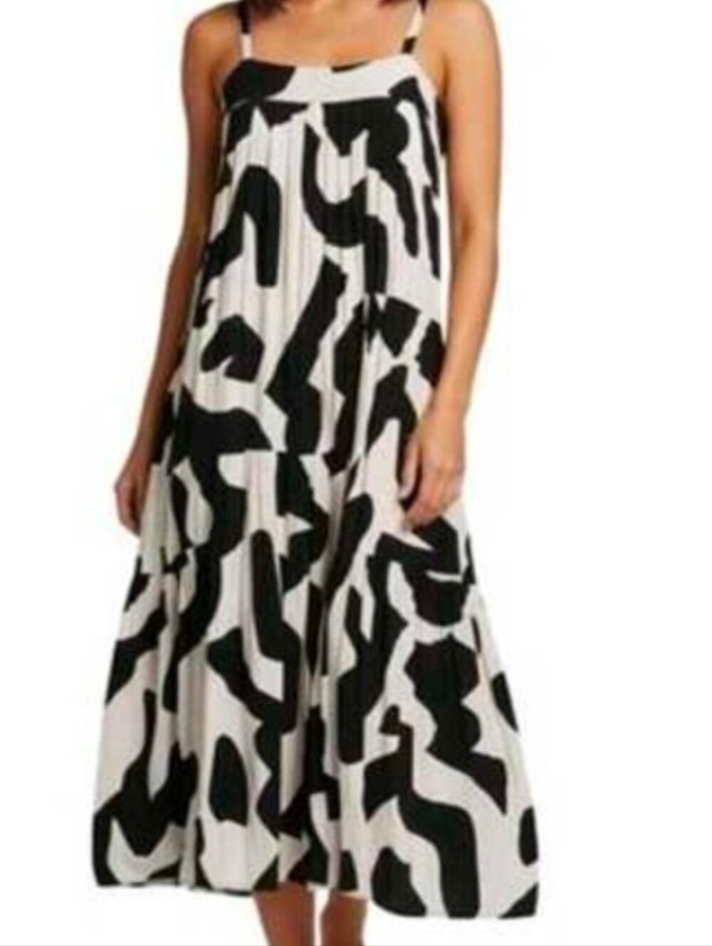 Abel The Label Sleeveless Black & White Abstract Maxi Dress